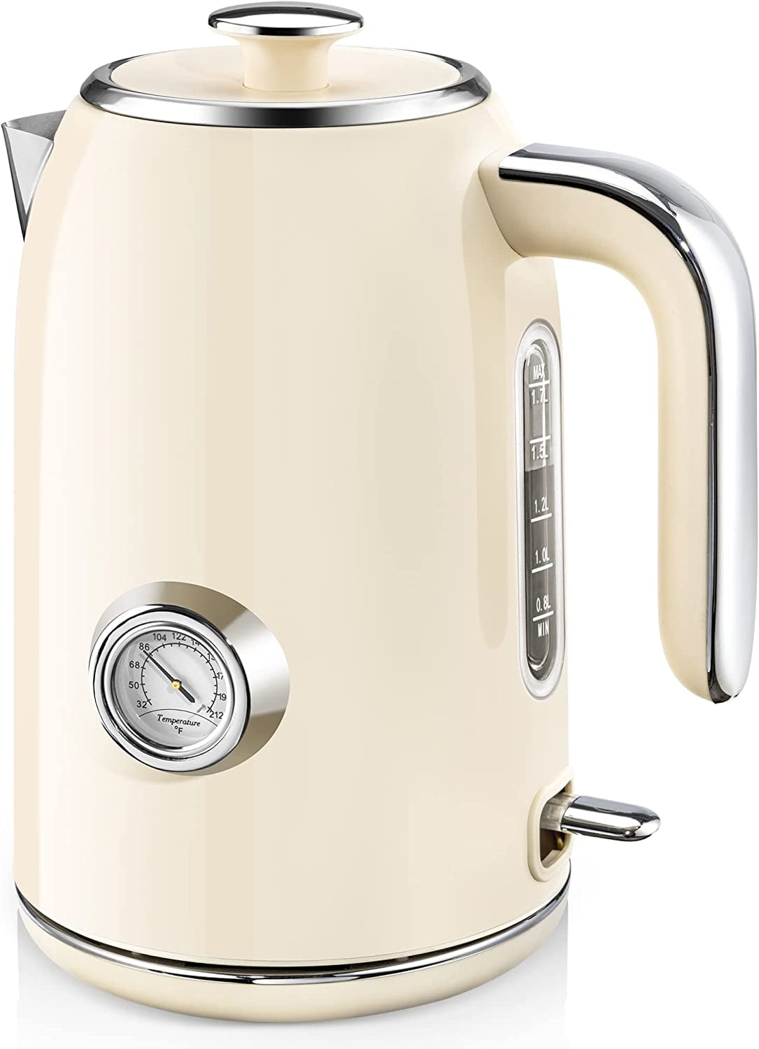 Electric Kettle, 1.7L Stainless Steel Tea Kettle with Temperature Gauge, 1500W Water Boiler with LED Light, BPA-Free, Auto Shut-Off and Boil-Dry Protection