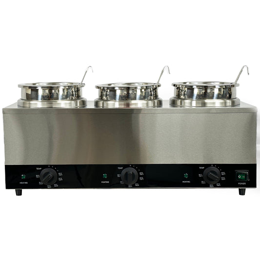 Electric Soup Warmer, Buffet Warmer, 21L Countertop Warmer, Stainless Steel Round Pot 86~195°F, Commercial Bain Marie with Anti-dry Burn and Reset Button