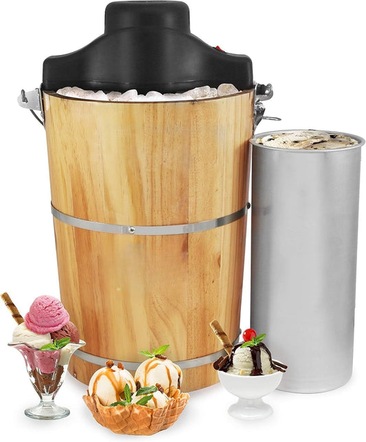 Elite Gourmet 4Qt Electric Ice Cream Maker EIM350 Delicious Homemade Ice Cream, Gelato, Sorbet, Frozen Yogurt, 4Qt Aluminum Freezing Cannister, Durable Plastic Ice Bucket, Powerful 50W, Periwinkle