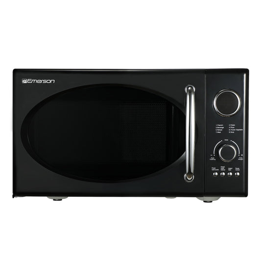 Emerson 0.9 Cu. Ft., 800W Retro Black Microwave Oven with Grill, MWRG0901BK