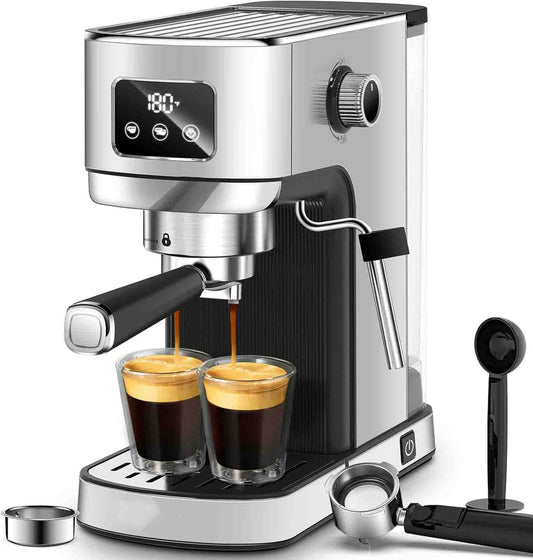 Espresso and Cappuccino Machine with Automatic Milk Frother,20Bar Espresso Maker for Home, for Cappuccino or Latte,with filter, Stainless Steel, Gift for Coffee Lover
