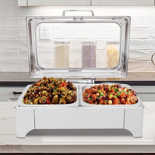 Fichiouy 110V Professional Electric Buffet Food Servers and Warmers Chaffing Server for Catering