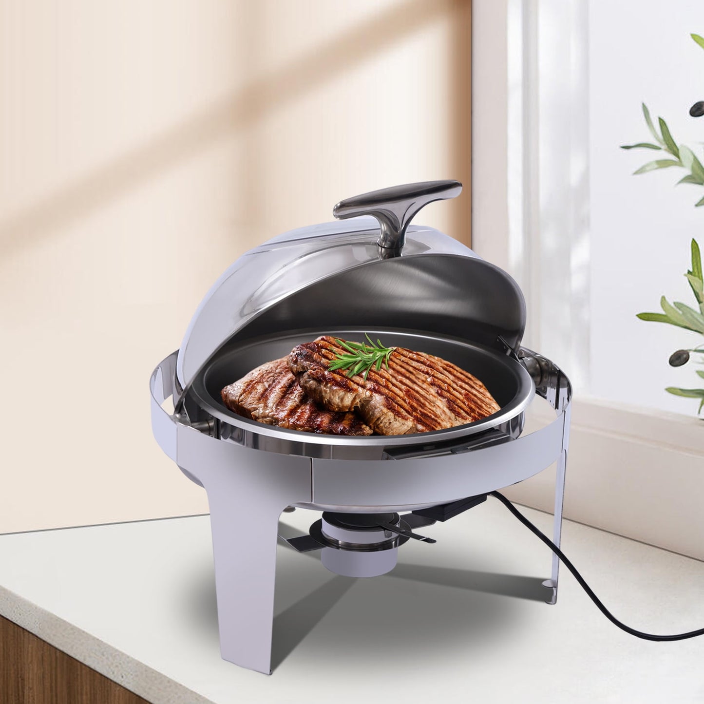 Fichiouy 110V Professional Electric Buffet Food Servers and Warmers Chaffing Server for Catering