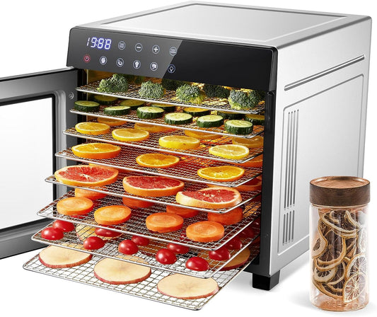 Food Dehydrator 4 Presets Large Capacity Dehydrators for Food and Jerky 600W Dehydrated Dryer Machine 8 Stainless Steel Trays 48H Timer 165°F Temperature Control