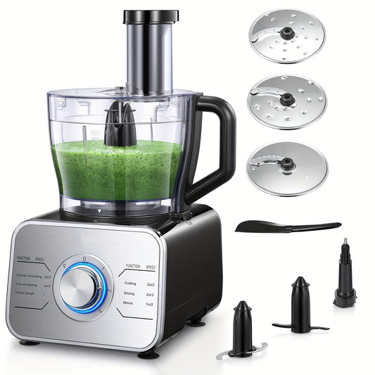 Food Processor Multifunctional Food Processor - Chopper, Mixer, Grinder with Dough Blade, Shredder, Slicing Attachments, 3 Speed 600W Powerful Motor, 2L Bowl and 1.5L Blender Jug