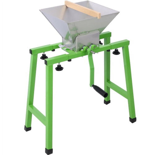 Fruit and Apple Crusher, 7L Manual Juicer Grinder with Stand, Portable Fruit Crusher, Stainless Steel Fruit Scratter Pulper for Wine Making Crushes and Cider Pressing, Green