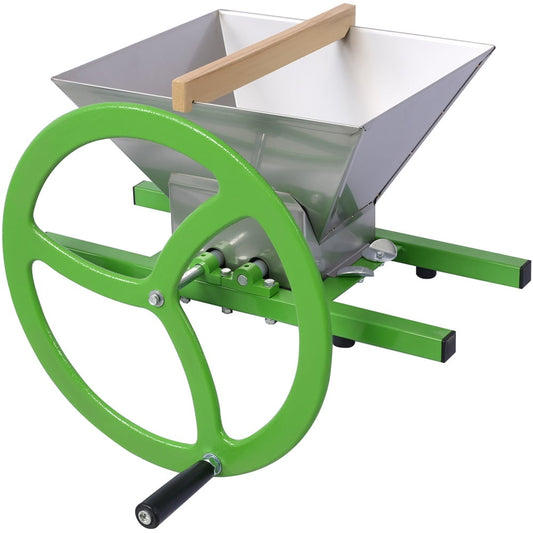 Fruit Crusher, 7 L/1.8 Gallon Manual Juicer Grinder, Heavy Duty Stainless Steel Manual Fruits Vegetables Berries Grape Crusher Grinder with Wheels, for Wine and Cider Pressing