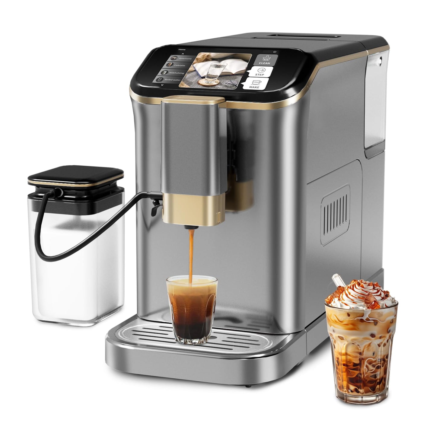 Fully Automatic Espresso Machine 20 Bar,Espresso Coffee Machines With Milk Frother Steam Wand,Insulated Milk Container for Cappuccino,Latte,Espresso Maker