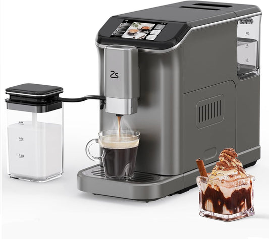 Fully Automatic Espresso Machine, 7 Coffee Varieties, 20-Bar Coffee Espresso Machine with Automatic Milk Frother, 7 Coffee Varieties, Intuitive Touch Display, 1.5-L Water Tank