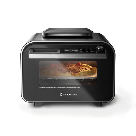 G.A. HomeFavor 1800W Electric Pizza Oven, 12" Multi-Function Maker with Air Fry, Bake, Roast, Broil & Grill, Graphite
