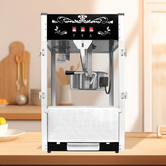 Ganeed Popcorn Machine - 16oz Popper with Stainless-Steel Kettle, Reject Kernel Tray, Warming Light, and Accessories (Black)