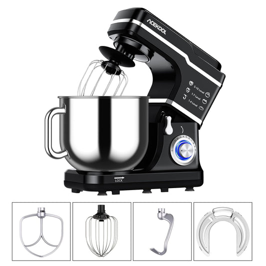 Garvee 7.5 Qt Stand Mixer, 660W Tilt-Head Electric Food Mixer, 10 Speed Portable Lightweight Kitchen Mixer with Dough Hook, Stainless Steel Bowl, Beater (Black)