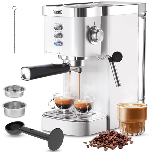 Gevi 20 Bar Espresso Machine, Coffee Maker with Milk Frother，White