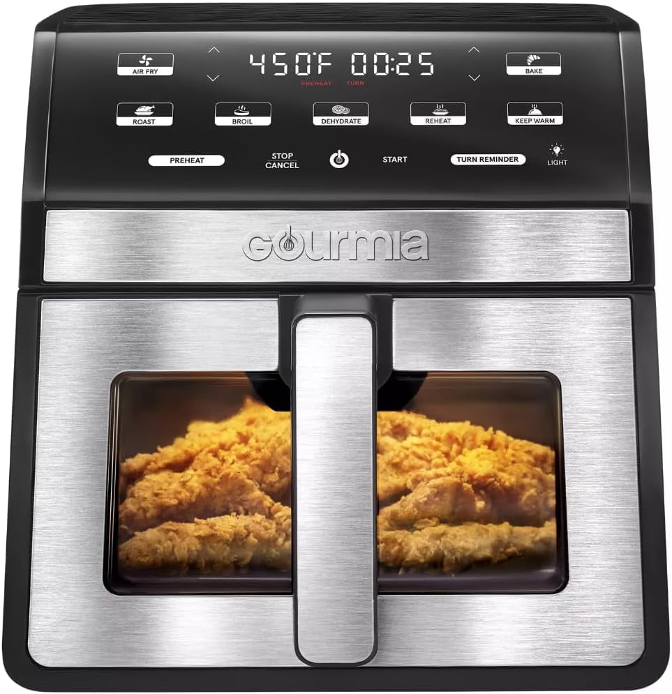 Gourmiaa Digital Air Fryer with Window and Light, 8-Quart, Black