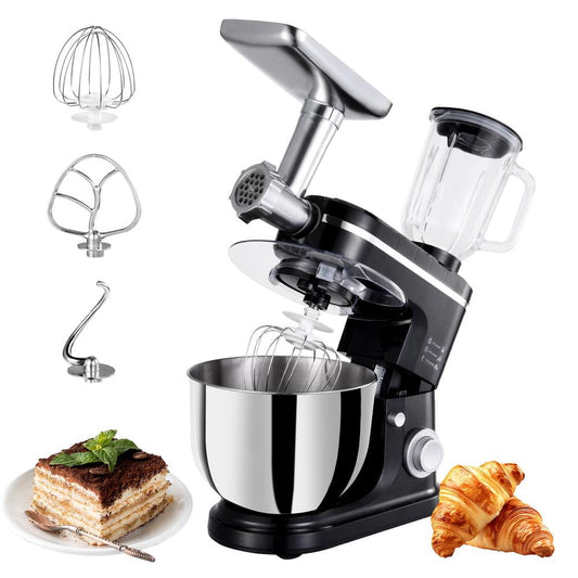 Goxfaca 6.3QT Household Stand Mixer with Aluminum Die Casting Mixers Kitchen Electric Stand Mixer Metal Dough Mixer with Stainless Steel 6L Bowl, Dough Hook, Whisk and Beater，7Gear