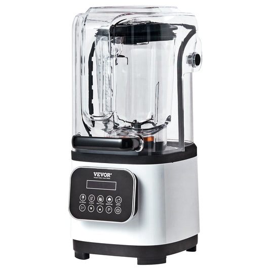 HCY Professional Blender with Shield, Commercial Countertop Blenders, 68 oz Glass Jar Blender Combo, Stainless Steel 9 Speed & 5 Functions Blender, for Shakes, Smoothies, Peree, and Crush Ice, White