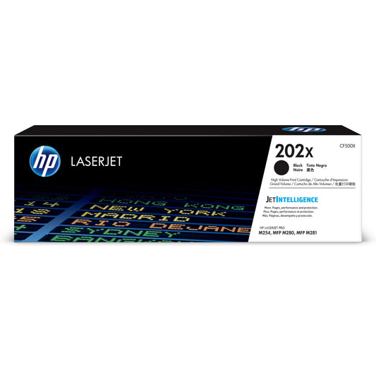 HP 202X High Yield Black Original LaserJet Toner Cartridge, ~3,200 pages, CF500X