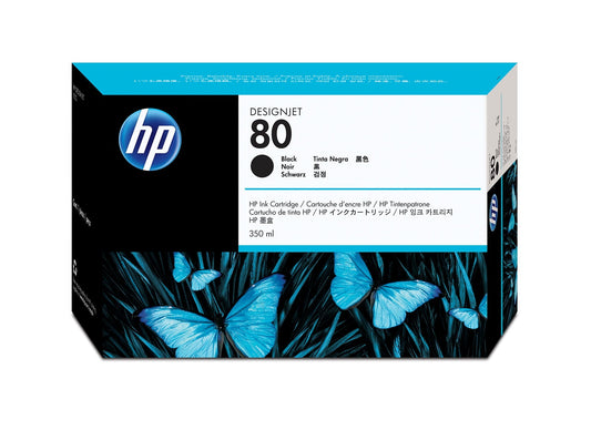 HP 80 350-ml Black DesignJet Ink Cartridge, 4400 pages, C4871A