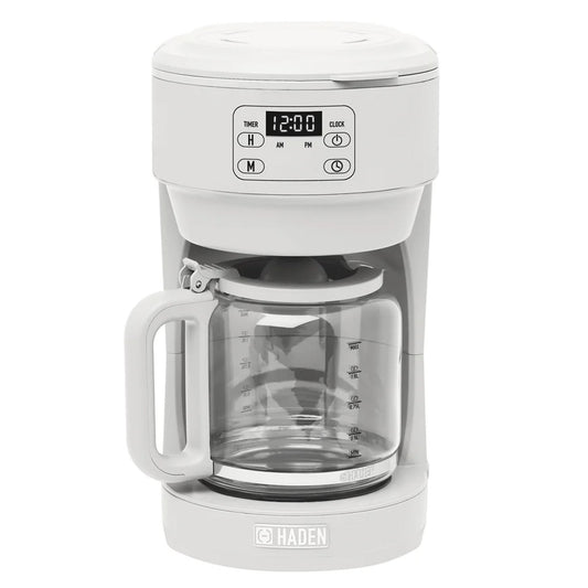 Haden Chelsea 10 Cup Digital Drip Coffee Maker with Glass Carafe, Ivory