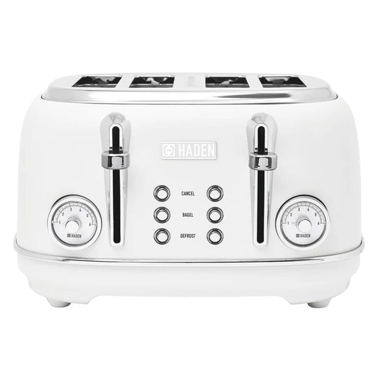 Haden Chelsea Stainless Steel 4 Slice Toaster w/Extra Wide Slots, Ivory
