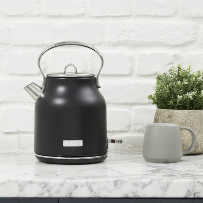 Haden Heritage 1.7 Liter Stainless Steel Electric Kettle, Black / Chrome - 75095