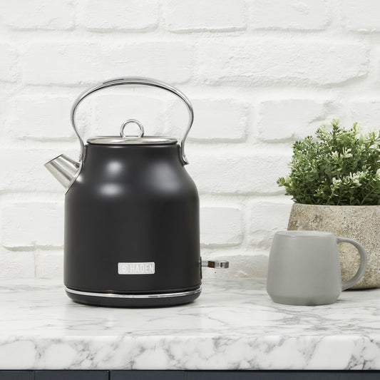 Haden Heritage 1.7 Liter Stainless Steel Electric Kettle, Black / Chrome - 75095