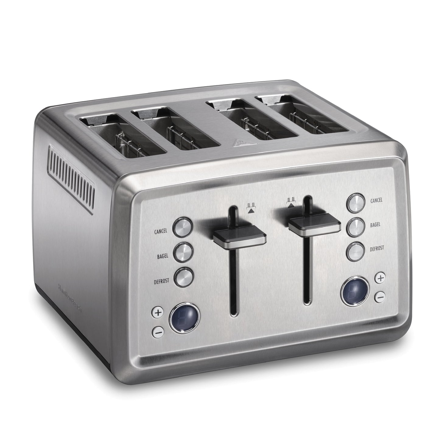 Hamilton Beach Digital 4 Slice Toaster, Extra-Wide Slots, Bagel & Defrost Settings, Toast Boost, Slide-Out Crumb Tray, Auto-Shutoff and Cancel Button, Stainless Steel, 24796