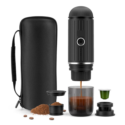 Heating Portable Coffee Machine Fit Capsule And Ground Travel Espresso Coffee Maker For Camping Office With Portable Bag ,RV, Hiking, Office