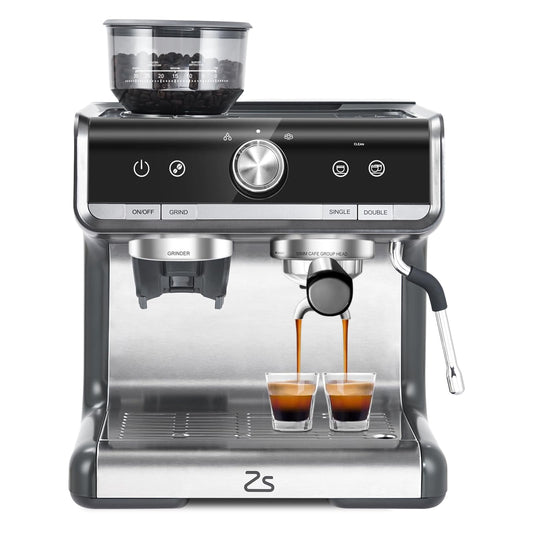 Huloretions Espresso Machines With Milk Frother Steam Wand,Espresso Maker With Grinder,Barista Latte Machine With Removable Water Tank For Cappuccinos Macchiatos
