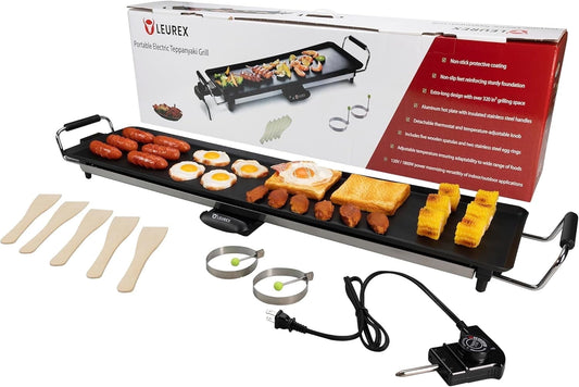 IDL Packaging Premium Electric Griddle 36" - Extra Large Smokeless Indoor Grill Nonstick with Adjustable Temp & Even Heating