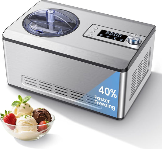 Upgraded Compressor Ice Cream Maker, 2.1 Qt Capacity, for Ice Cream & Yogurt