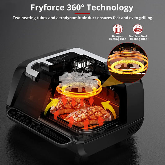 Indoor Grill Air Fryer Combo with See-Through Window, Zstar 7-in-1 Smokeless Electric Air Grill up to 450F, 1750W Contact Grill with Non-Stick Removable Plates, Even Heat, Silicon Tongs as Gift, 4Qt