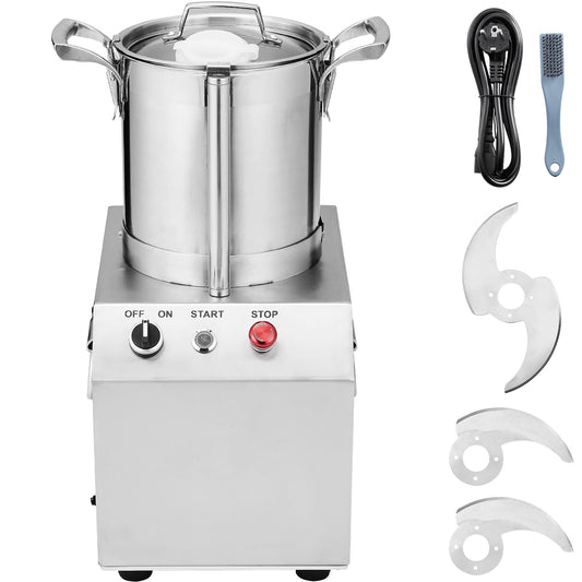 KFFKFF 6.3 Quart  Commercial Food Processor Stainless Steel Grain Grinder 750W Electric Food Cutter for Vegetables Fruits