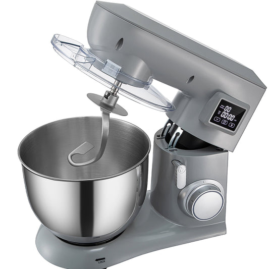 KFFKFF 6-Speed Tilt-Head Dough Mixer 7.4 Qt Bowl 3 Attachments 450W Stand Mixer