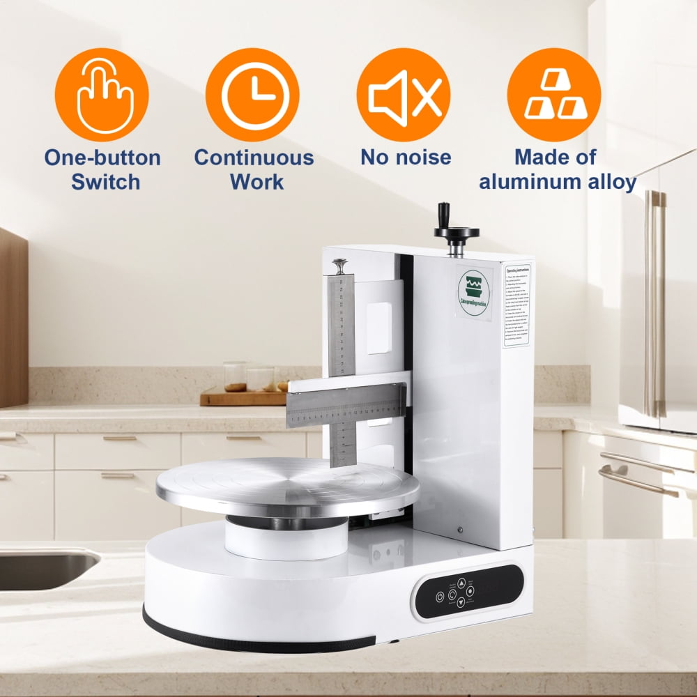Kagrote Semi-Automatic Cake Frosting Machine, Aluminum Alloy Buttercream Coating Machine with Waterproof LCD, 110V 60Hz Compact Cake Cream Decorator for Dessert Shops & DIY Baking
