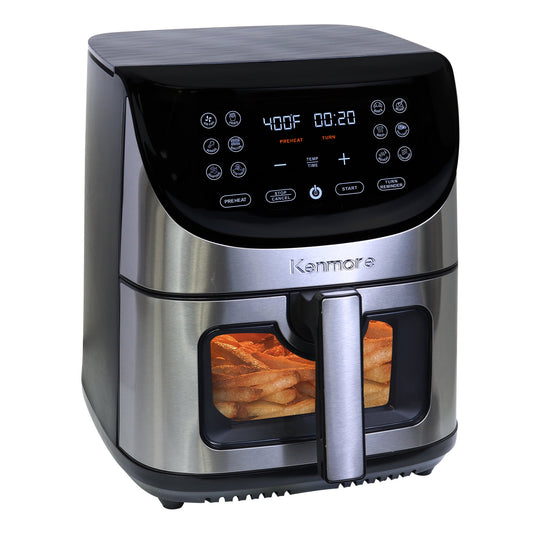 Kenmore 8 Qt Digital Air Fryer, 12 Cooking Presets, Healthy Cooking- Stainless Steel
