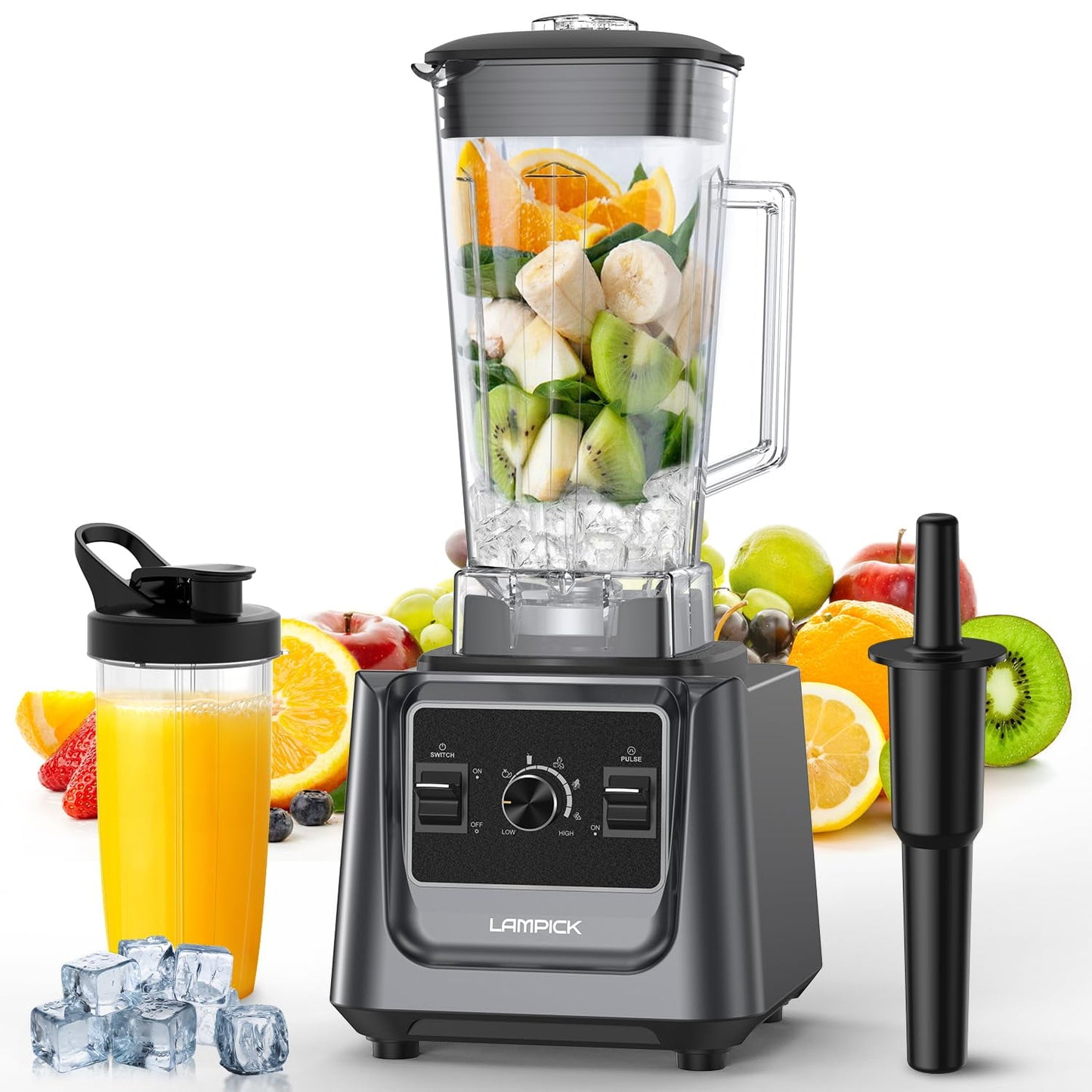 LAMPICK Blenders for Kitchen, 2000W Professional Grade High-Speed Countertop Blender with 68oz Pitcher & 27oz To-Go Cup for Smoothies, Ice, and Frozen Fruit, BPA-Free, Dishwasher Safe C80
