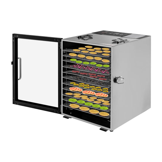 Loyalheartdy 12 Trays Food Dehydrator 800W Stainless Steel Electric Dryer Machine Commercial Fruit Meat Jerky Dryer Adjustable Timer & Temperature Control for Fruit Beef