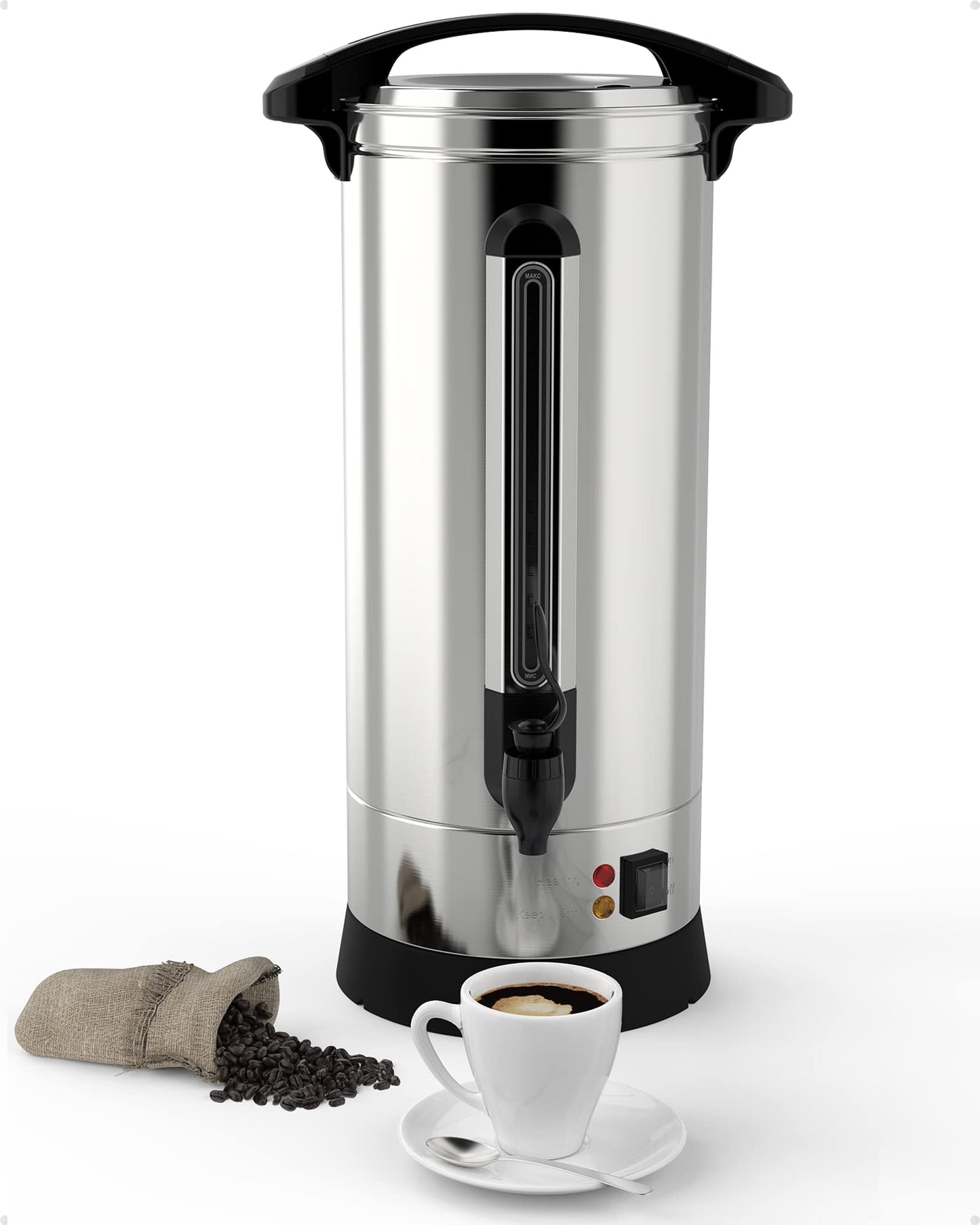 M optimized 120 Cup Commercial Coffee Maker, Food Grade Stainless Steel Large Capacity Coffee Urn for Church Meeting Rooms Lounges and Other Large Gatherings, 18 L, Silver