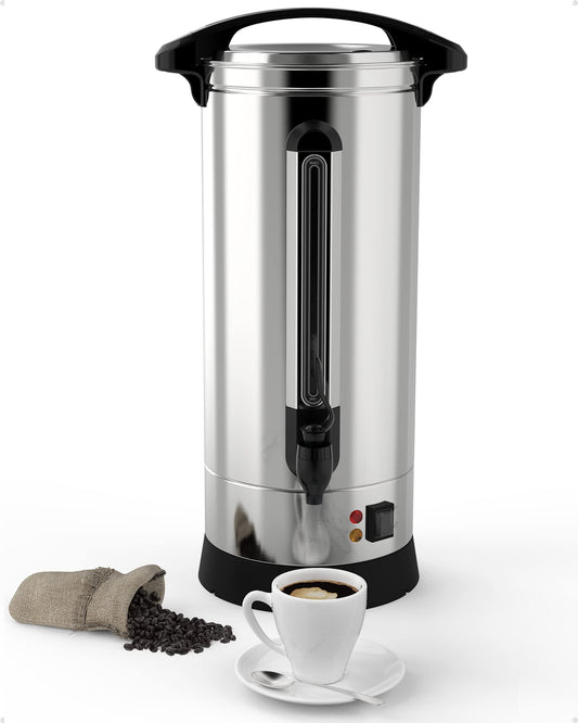 M optimized 120 Cup Commercial Coffee Maker, Food Grade Stainless Steel Large Capacity Coffee Urn for Church Meeting Rooms Lounges and Other Large Gatherings, 18 L, Silver