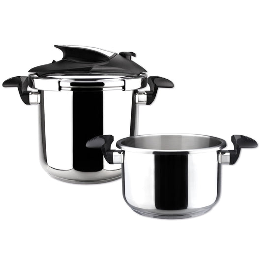 MAGEFESA Nova Stainless Steel Pressure Cooker Set – 4.2 & 6.3 Qt | Super-Fast Cooking, Easy Locking, Induction Compatible, 5 Safety Systems, 11.6 PSI