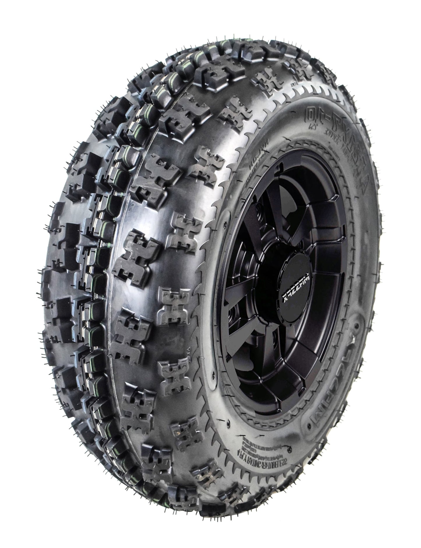 MASSFX MK 21x7-10 ATV Front Tire & 10x5 4/156 Gun Metal Wheel Kit fits Kawasaki KXT KSF 300B & Yamaha YSF YFZ YFM 21x7x10 (Driver Side)