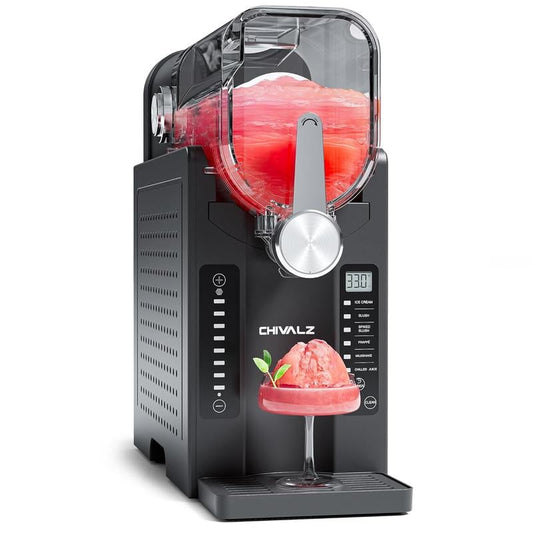 MORENTO AD03 Professional Slushie Machine - No Ice Needed, Self-Cleaning - Makes Milkshakes, Smoothies & Frozen Drinks w/ LED Display & Preset Programs