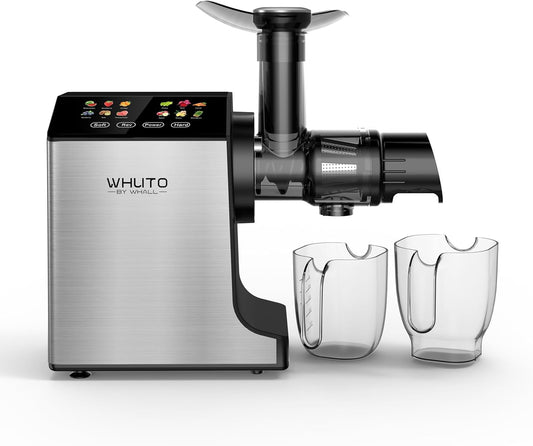 Masticating Juicer Machines, Touch Screen Juice Maker, Juice Extractor Machine for Vegetable & Fruit, Electric Juicer with 2 Speed Modes & Quiet Motor, Easy to Clean with Brush, Black