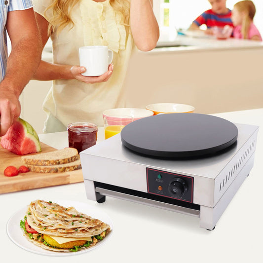 Miumaeov 16'' Commercial Electric Crepe Maker Machine Pancake Baking Machine Non-Stick Adjustable Temperature Baker Machine for Tortilla Blintzes Eggs Bacon