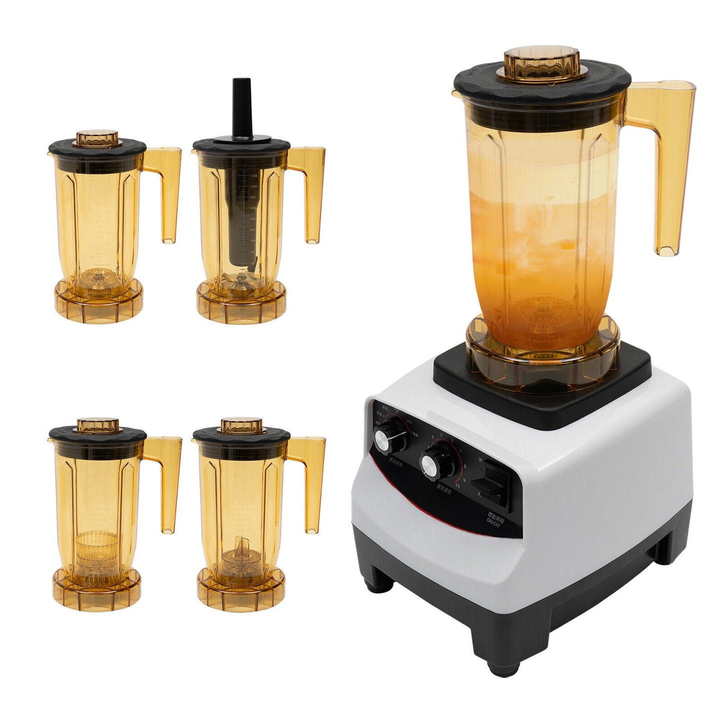 Miumaeov 1800W Tea Brewing Machine Countertop Bubble Tea Machine 1200ml Multifuction Food Blender w/ 4Cups
