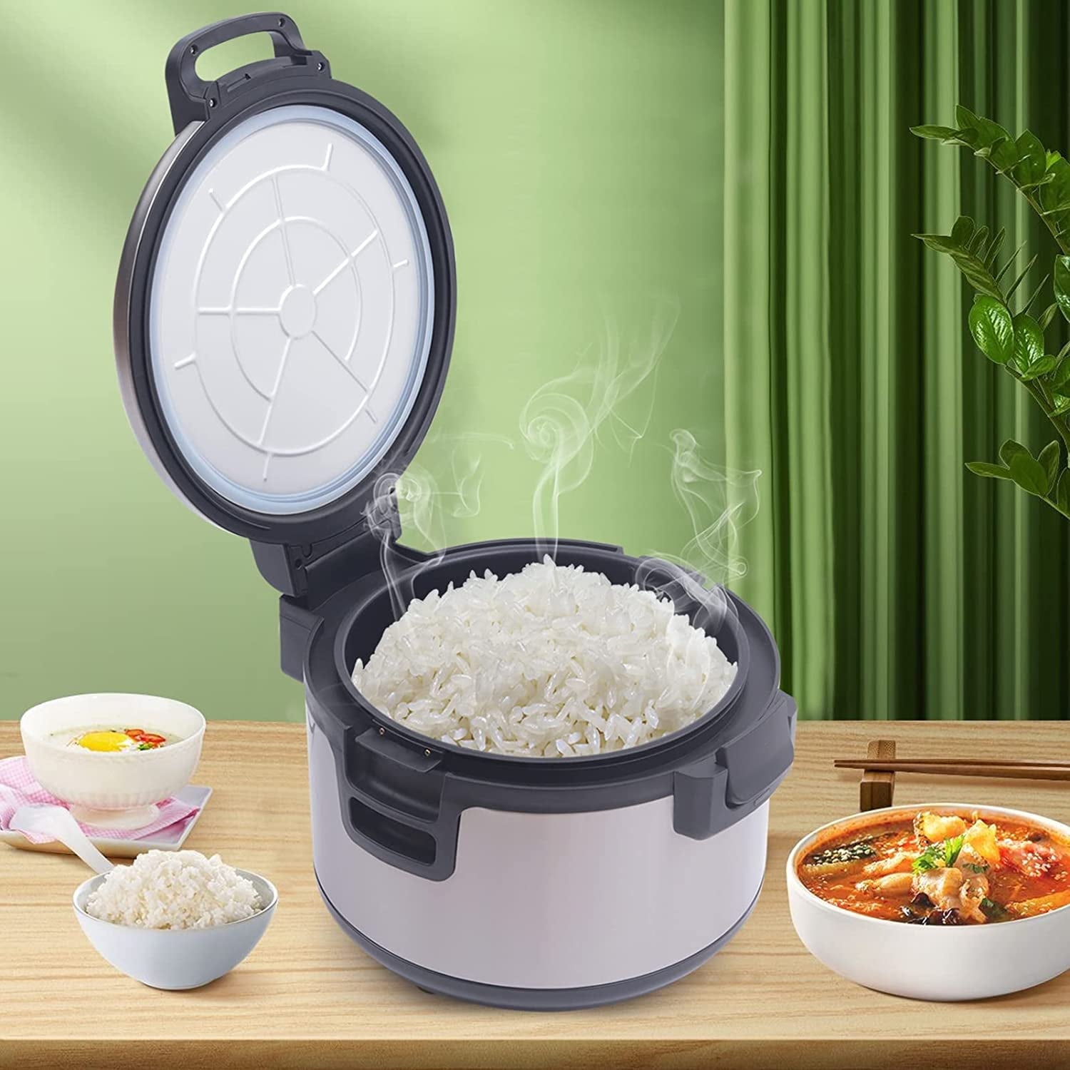 Miumaeov 19L 20QT Electric Rice Warmer Cooker Stainless Steel Non-Stick Insert Pot