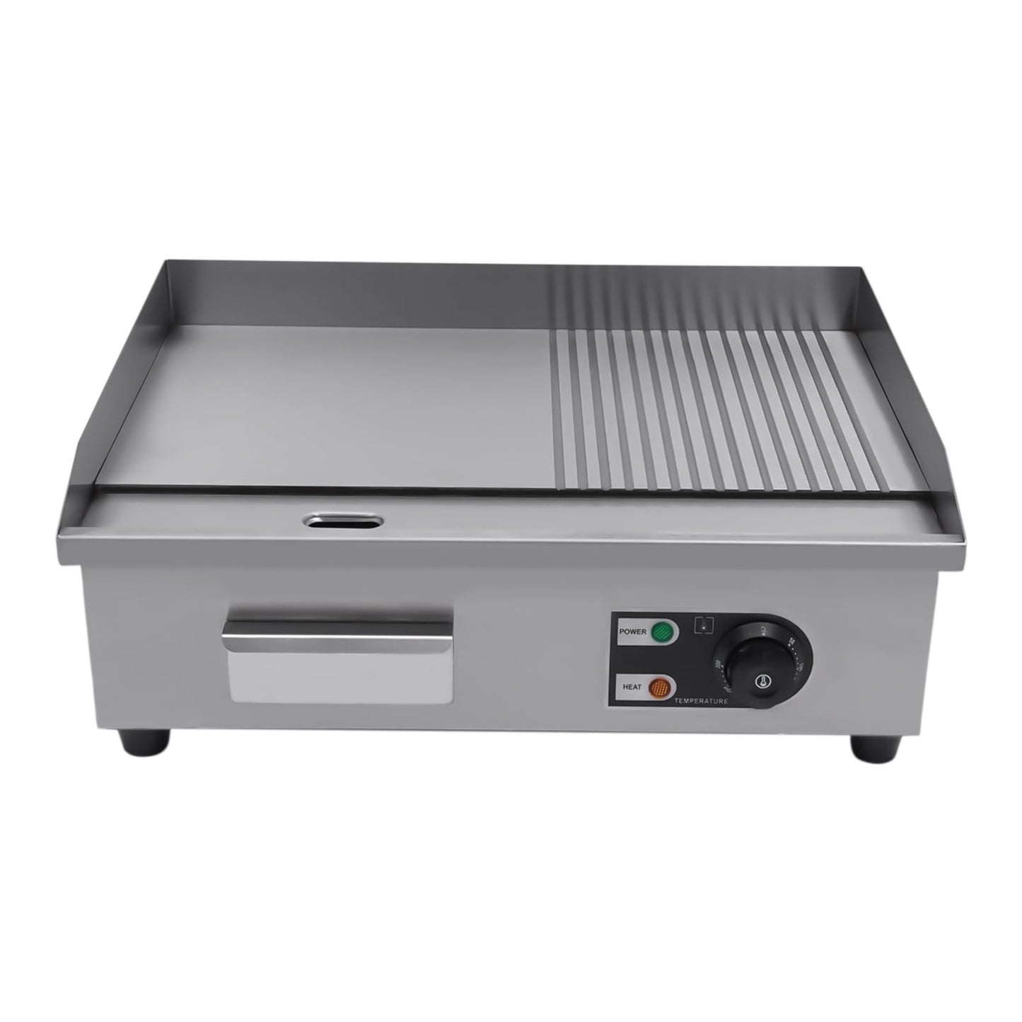 Miumaeov Commercial Griddle Electric Flat Top Grill, 110V Electric Flat Top Griddle, Non-Stick, Stainless Steel Restaurant Teppanyaki Griddle with 122~572℉ Adjustable Temperature Control (22in 1.6KW)
