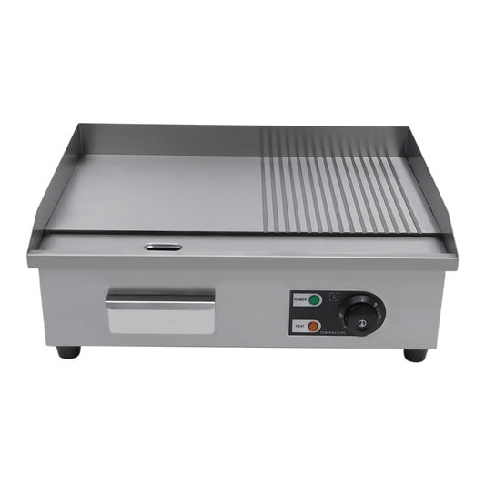 Miumaeov Commercial Griddle Electric Flat Top Grill, 110V Electric Flat Top Griddle, Non-Stick, Stainless Steel Restaurant Teppanyaki Griddle with 122~572℉ Adjustable Temperature Control (22in 1.6KW)