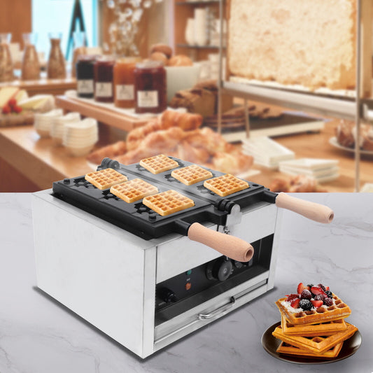 Miumaeov Commercial Waffle Maker Electric Waffle Iron Cone Machine 3 Slice Stainless Steel Non-stick Double Head Egg Bubble Waffle Furnace for Bakery Restaurant Snack Bar or Household